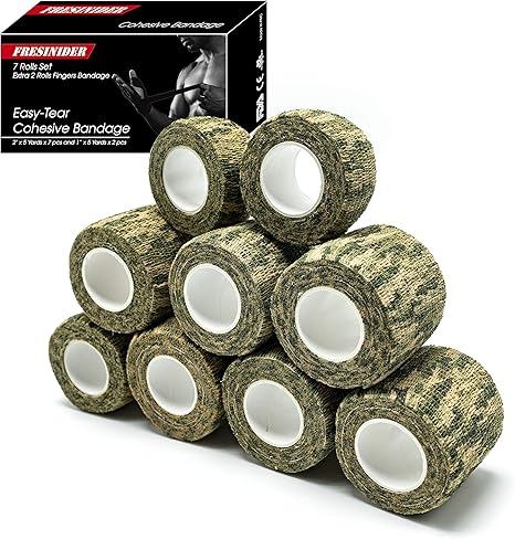 Fresinider Woodland Multicam Camo 9Rolls Bandage For Sports Injury & Pet