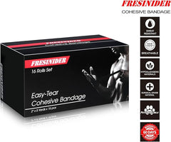 FRESINIDER cohesive bandage 16 rolls set with breathable easy-tear design