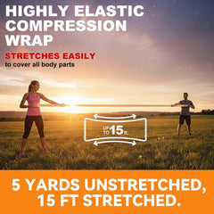 FRESINIDER elastic bandage wrap 5 yards unstretched and 15 ft stretched for body support