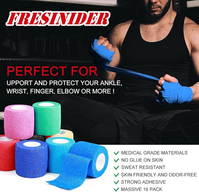 FRESINIDER self adhesive bandage wrap for wrist finger elbow and ankle support