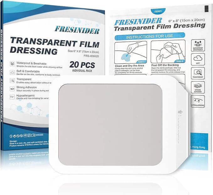 FRESINIDER transparent film dressing 6 by 8 inch 20 pcs pack