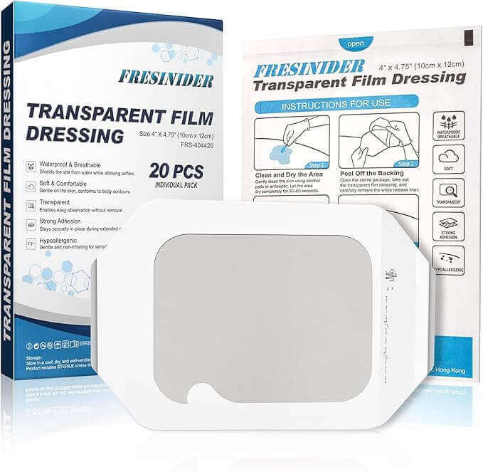 FRESINIDER transparent film dressing 4 by 4.75 inch 20 pcs pack
