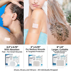 FRESINIDER transparent film dressing in multiple sizes for wound cover shower protection and tattoo aftercare