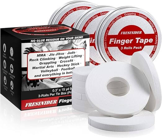 FRESINIDER white finger tape 9 rolls pack with 3 portable canisters for sports finger support