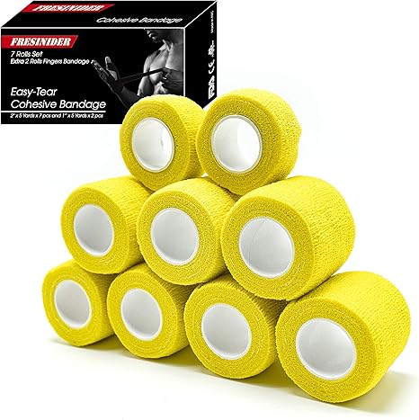 Fresinider Yellow 9Rolls Bandage For Sports Injury & Pet