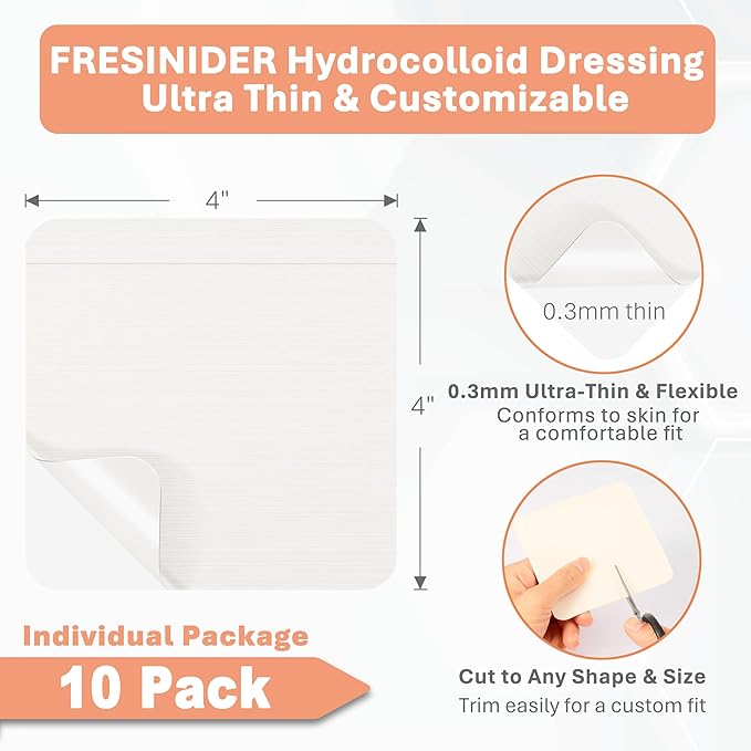 ultra thin hydrocolloid wound dressing 4x4 inch 10 pack