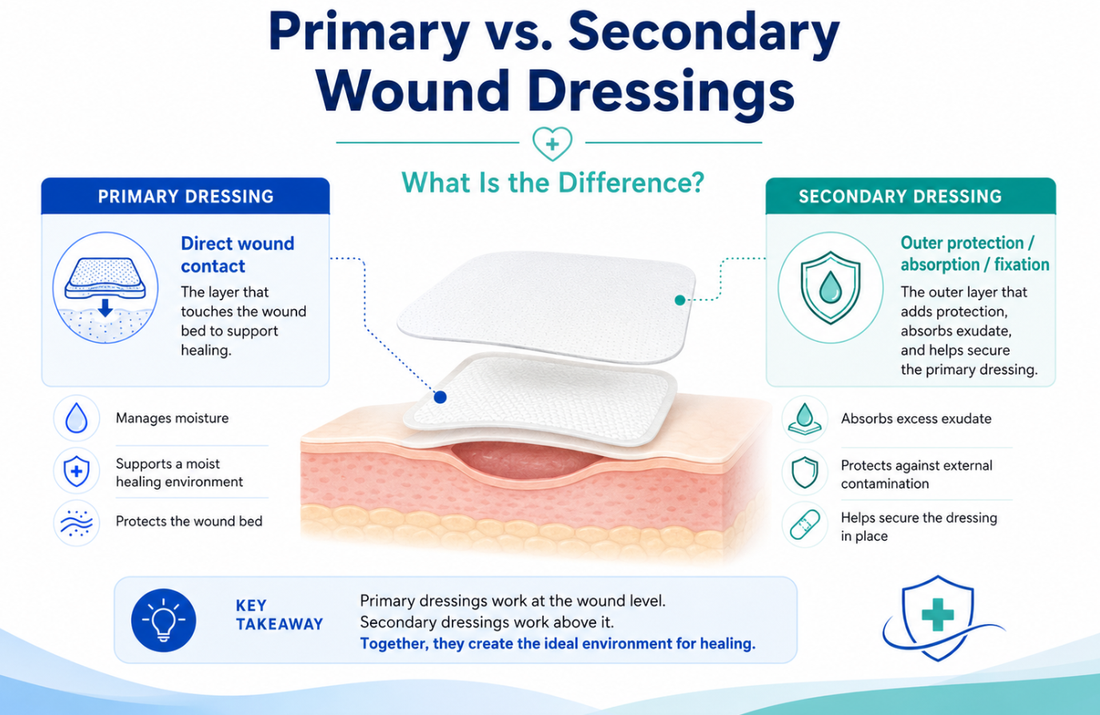 Comparison of primary and secondary wound dressings and their roles in a layered dressing system