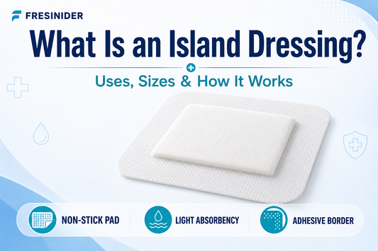 What is an island dressing with absorbent pad and adhesive border