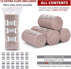 4 Elastic Bandages and 12 Clips