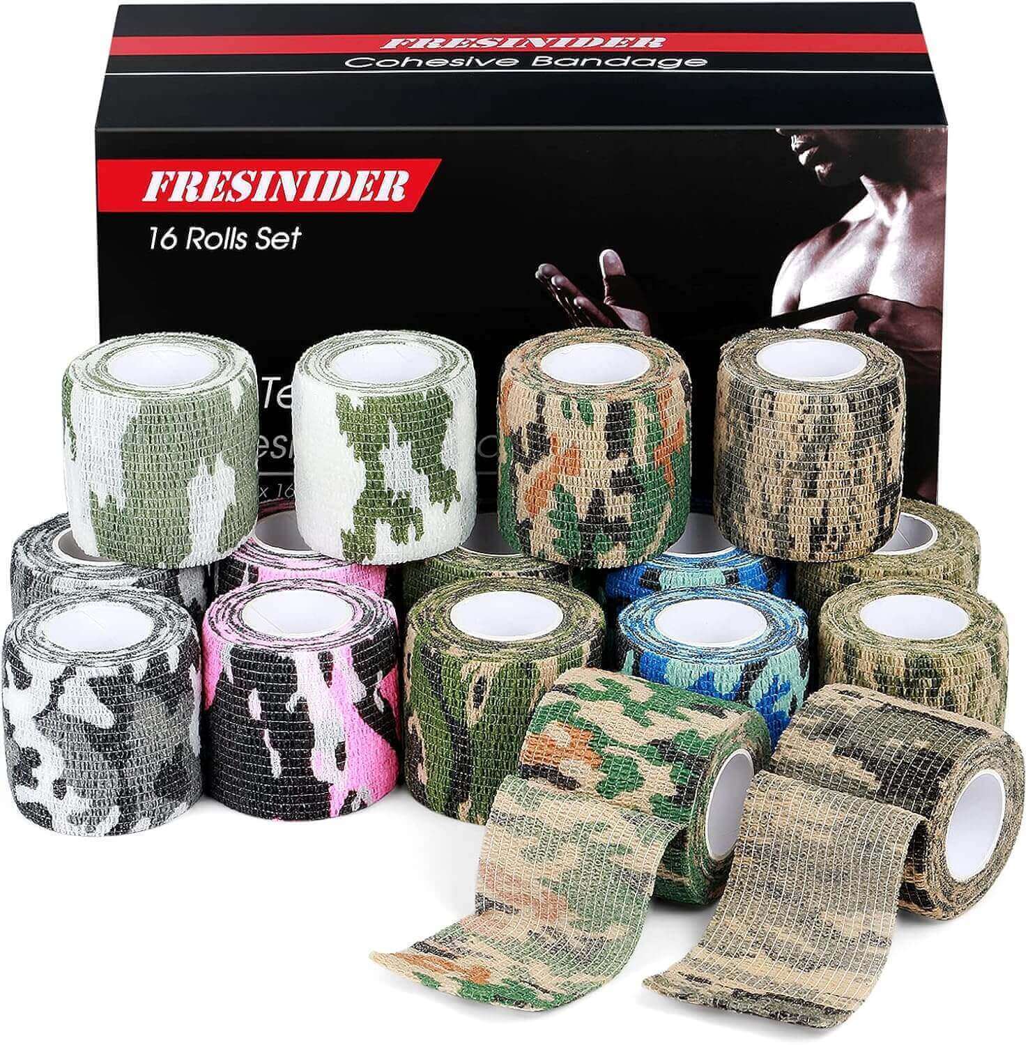 Fresinider Camo 16Rolls Bandage For Sports Injury & Pet