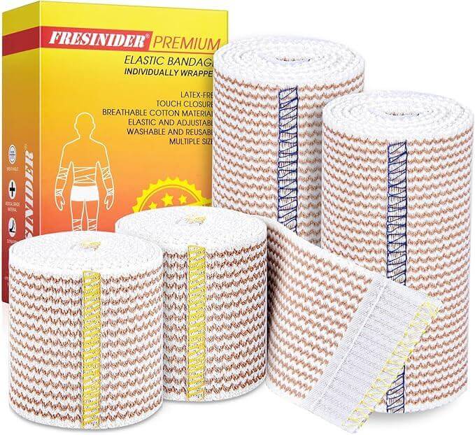 FRESINIDER 2 inch and 4 inch combo elastic bandage set with hook and loop closure