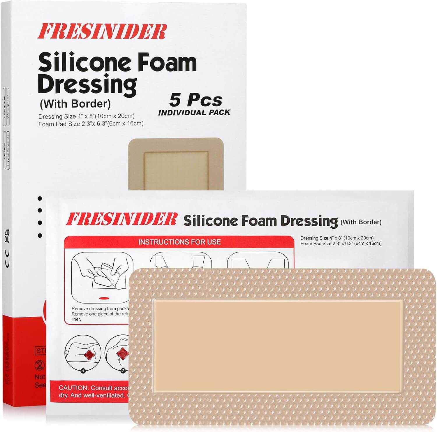 Fresinider 4*8 Silicone Foam Pad Waterproof Dressing