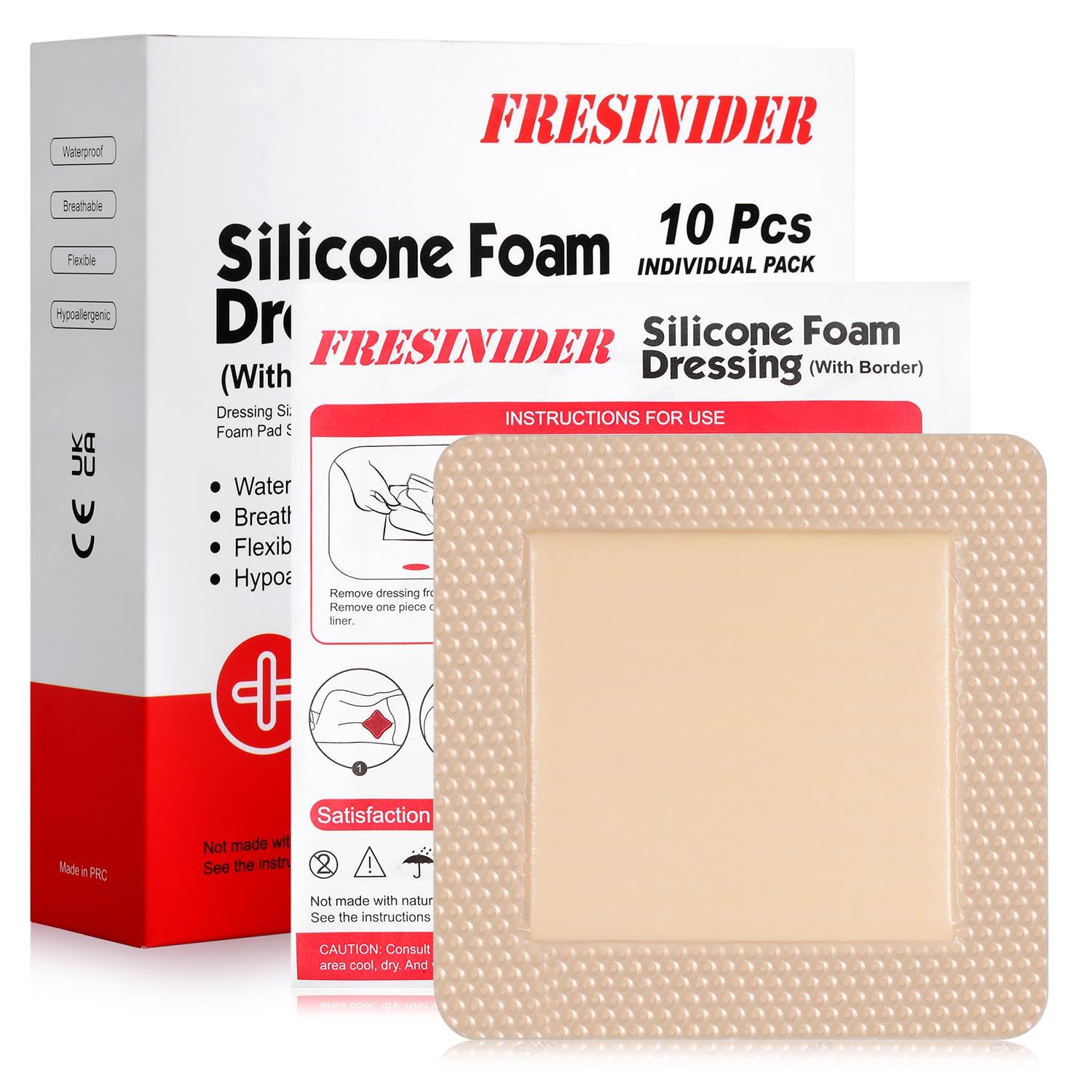 Fresinider 5*5 Silicone Foam Pad Waterproof Dressing