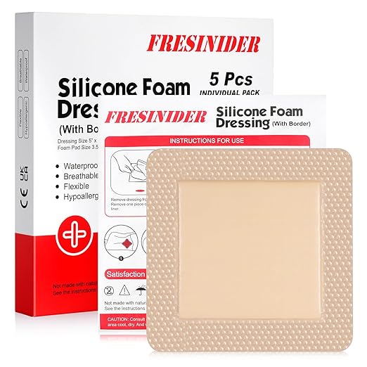 Fresinider 5*5 Silicone Foam Pad Waterproof Dressing