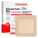 Fresinider 5*5 Silicone Foam Pad Waterproof Dressing
