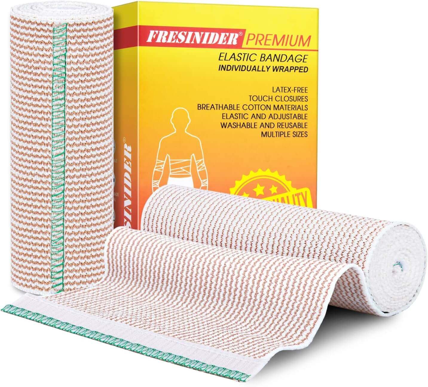 FRESINIDER elastic bandage with hook and loop closure in multiple sizes