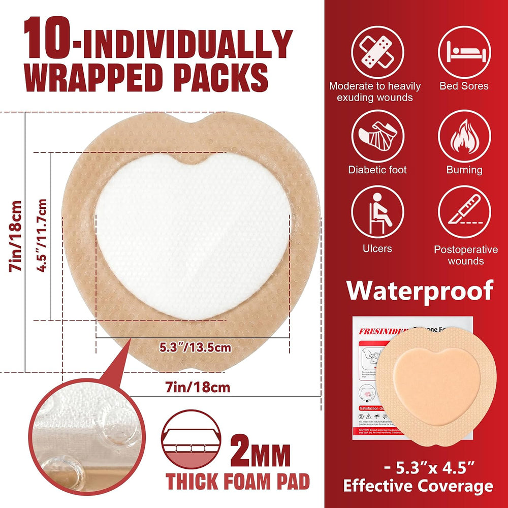 FRESINIDER sacral silicone foam dressing 7x7 with 2mm thick foam pad
