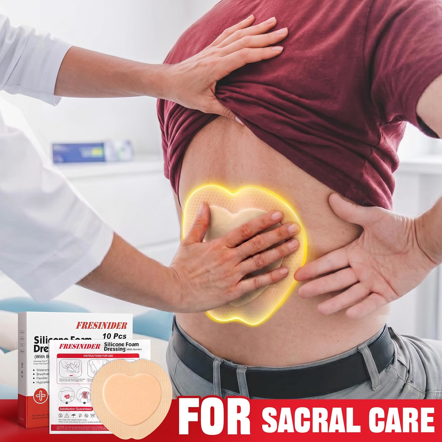 FRESINIDER sacral silicone foam dressing for pressure ulcer care