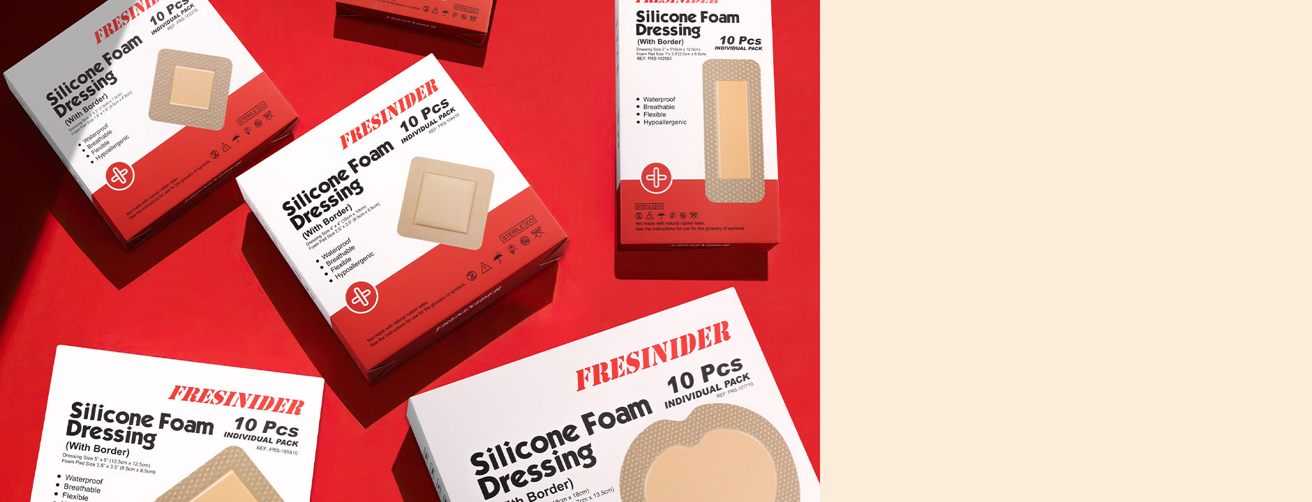 FRESINIDER silicone foam dressing size options
