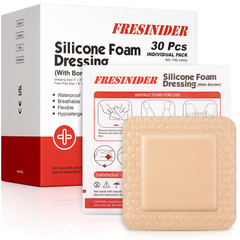 FRESINIDER 3x3 silicone foam dressing with border 30 individually wrapped packs