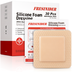 FRESINIDER 4x4 silicone foam dressing with border 30 individually wrapped packs