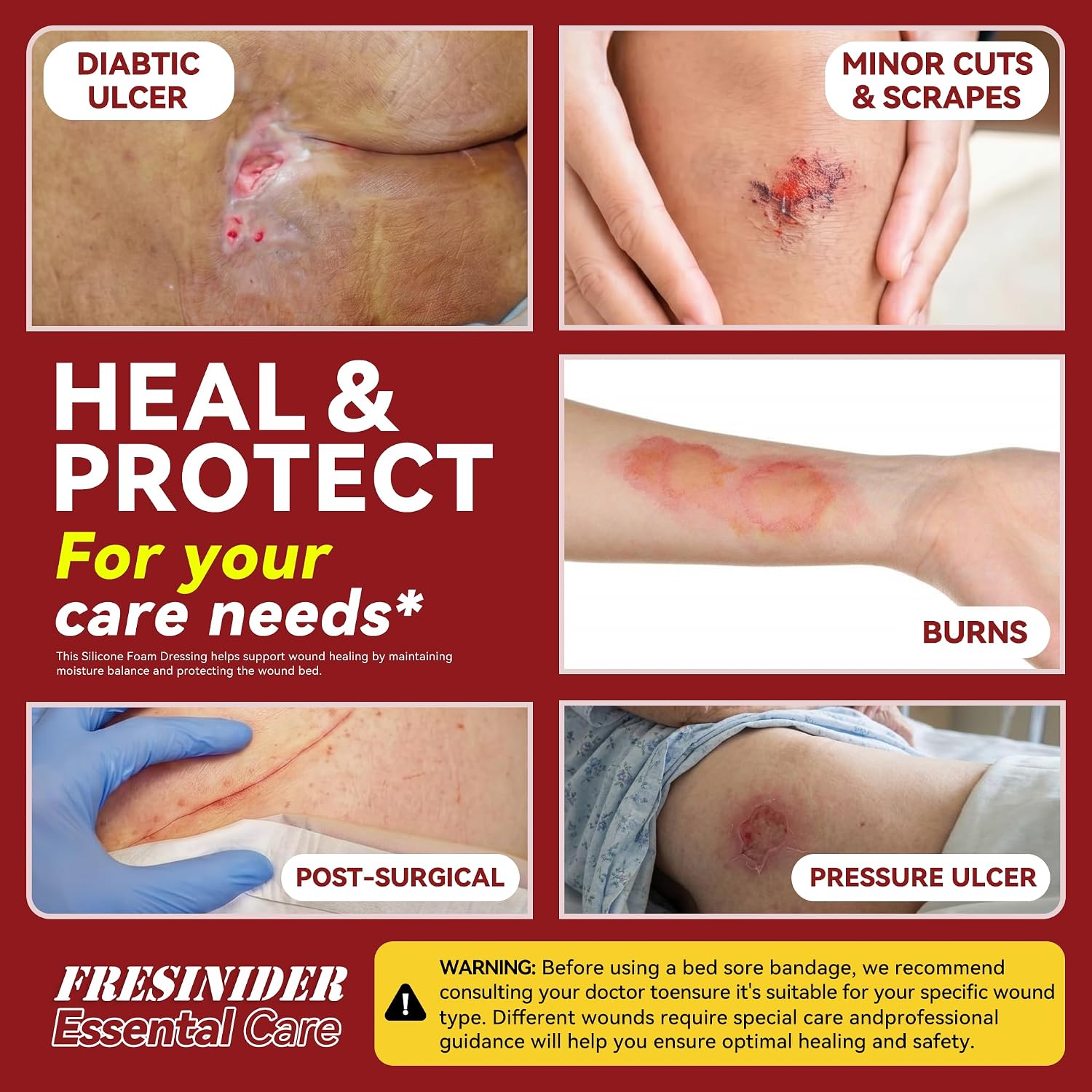 FRESINIDER silicone foam dressing wound applications