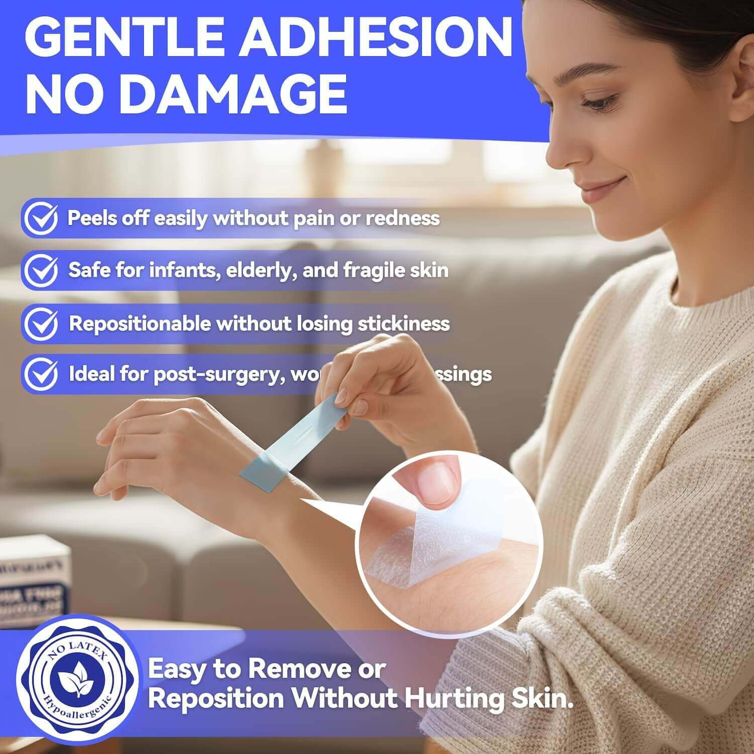 FRESINIDER blue silicone medical tape with gentle adhesion for sensitive skin