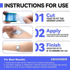 FRESINIDER silicone medical tape instructions for cutting and securing wound dressings