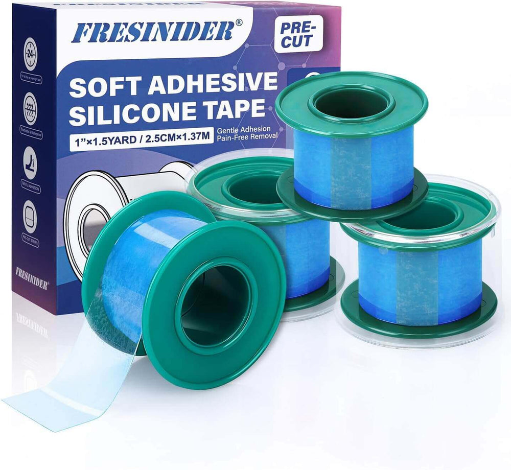 FRESINIDER soft adhesive silicone medical tape 1 inch by 1.5 yard in blue