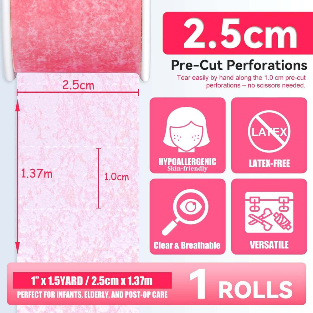 FRESINIDER pink silicone medical tape 1 inch by 1.5 yard with pre-cut perforations