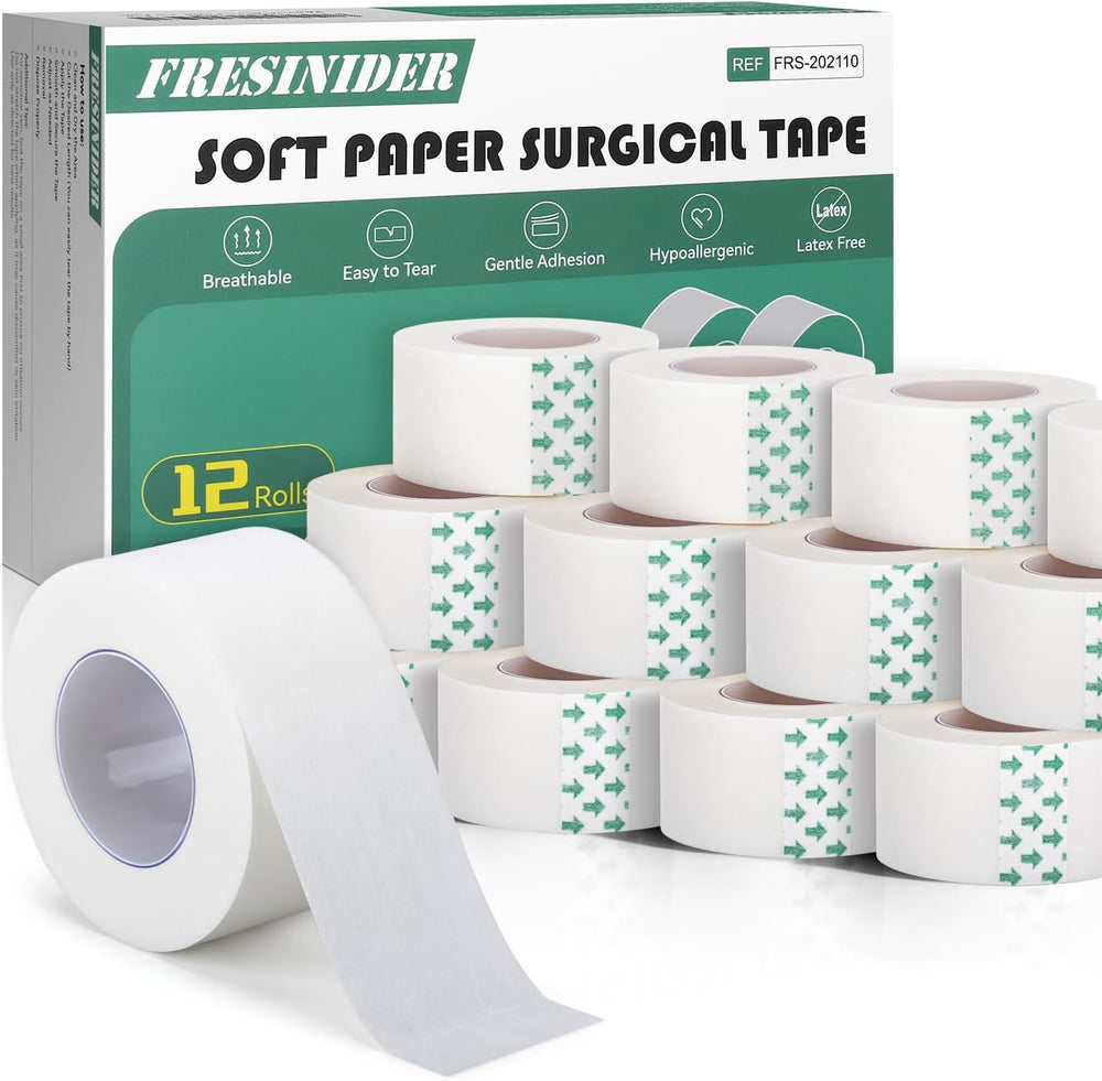 FRESINIDER soft paper surgical tape 12 rolls for breathable dressing fixation