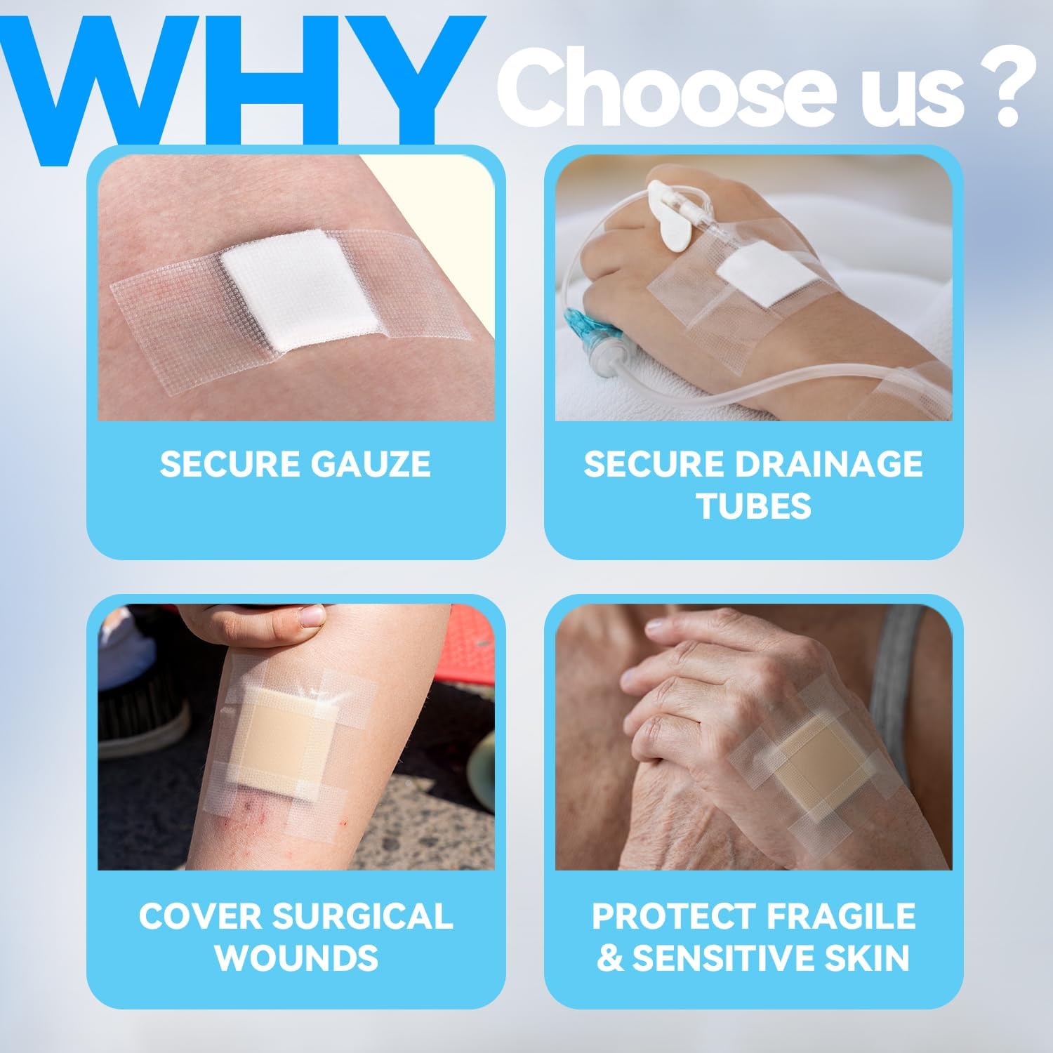 FRESINIDER soft transparent surgical tape for securing gauze drainage tubes and sensitive skin