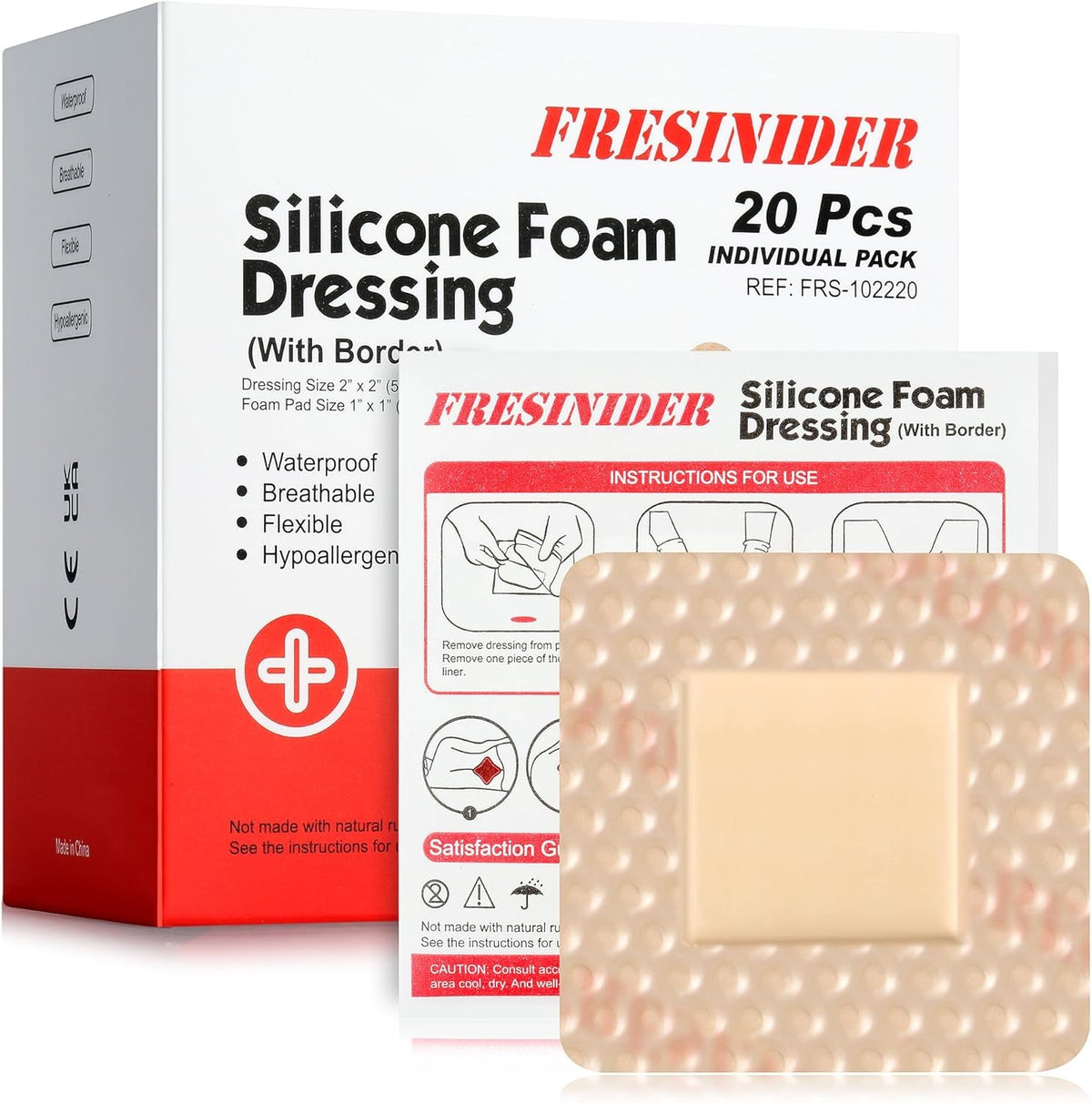 FRESINIDER Silicone Foam Dressing with Adhesive Border